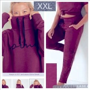 Vs pink fleece Skinny Joggers campus cowl neck pullover xxl